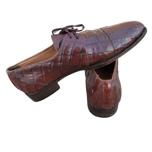 Vtg David  Eden Men\'s Oxford Shoes Size 11.5 Brown  Geniune Alligator Cap Toe main image 10